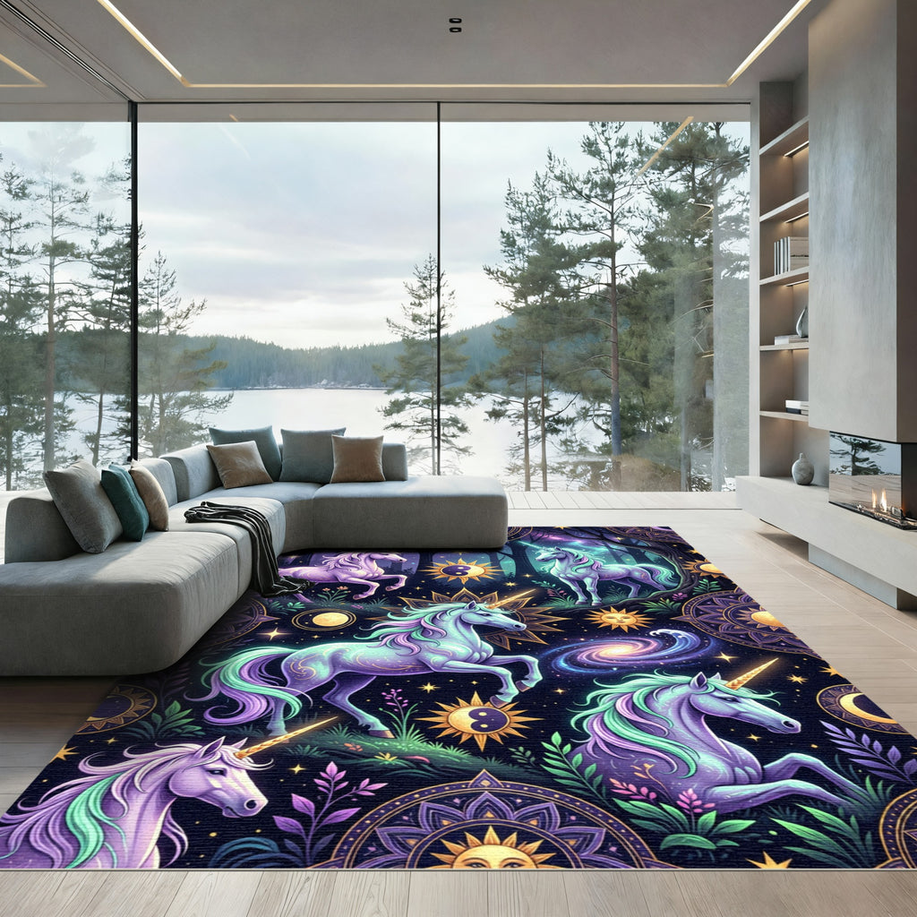 Celestial Unicorn Galaxy Astral Art Rug