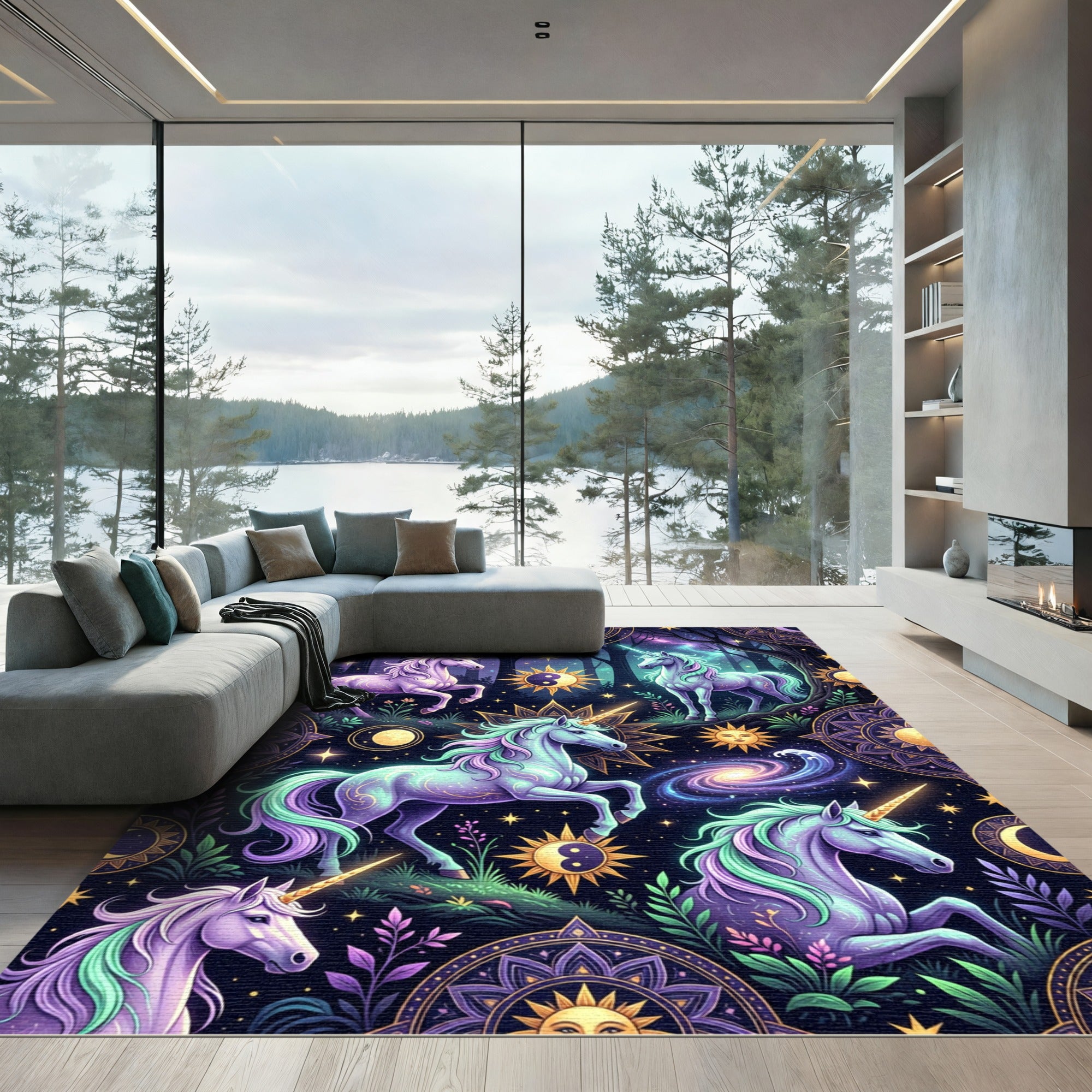 Celestial Unicorn Galaxy Astral Art Rug
