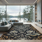 Antique Gold Floral Lotus Arrangement Rug