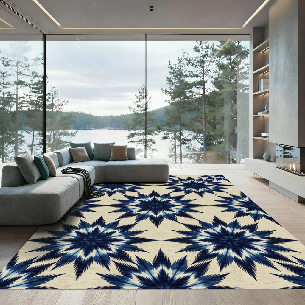Indigo Starburst Tie Dye Rug