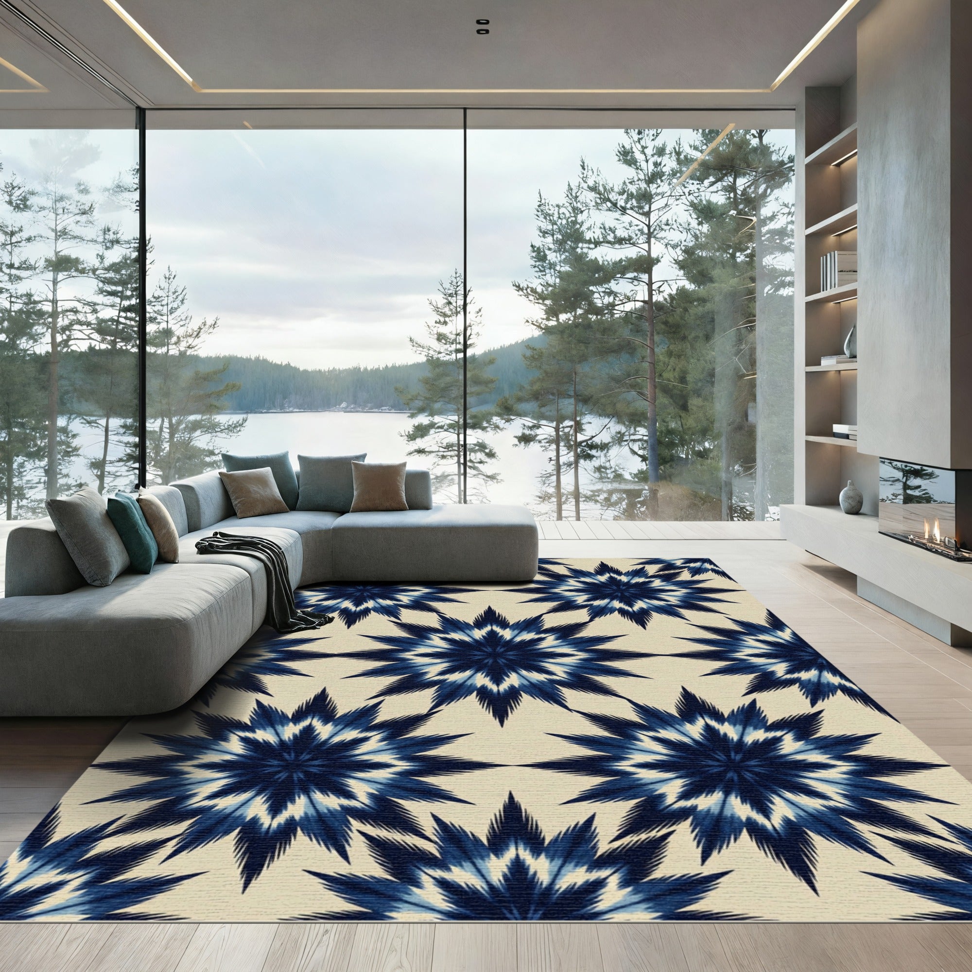 Indigo Starburst Tie Dye Rug