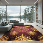 Celestial Gold and Rose Compass Art Rug