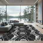 Monochromatic Floral Chain Loom Rug