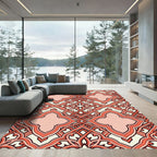 Coral Geometric Entwined Quatrefoil Lattice Rug