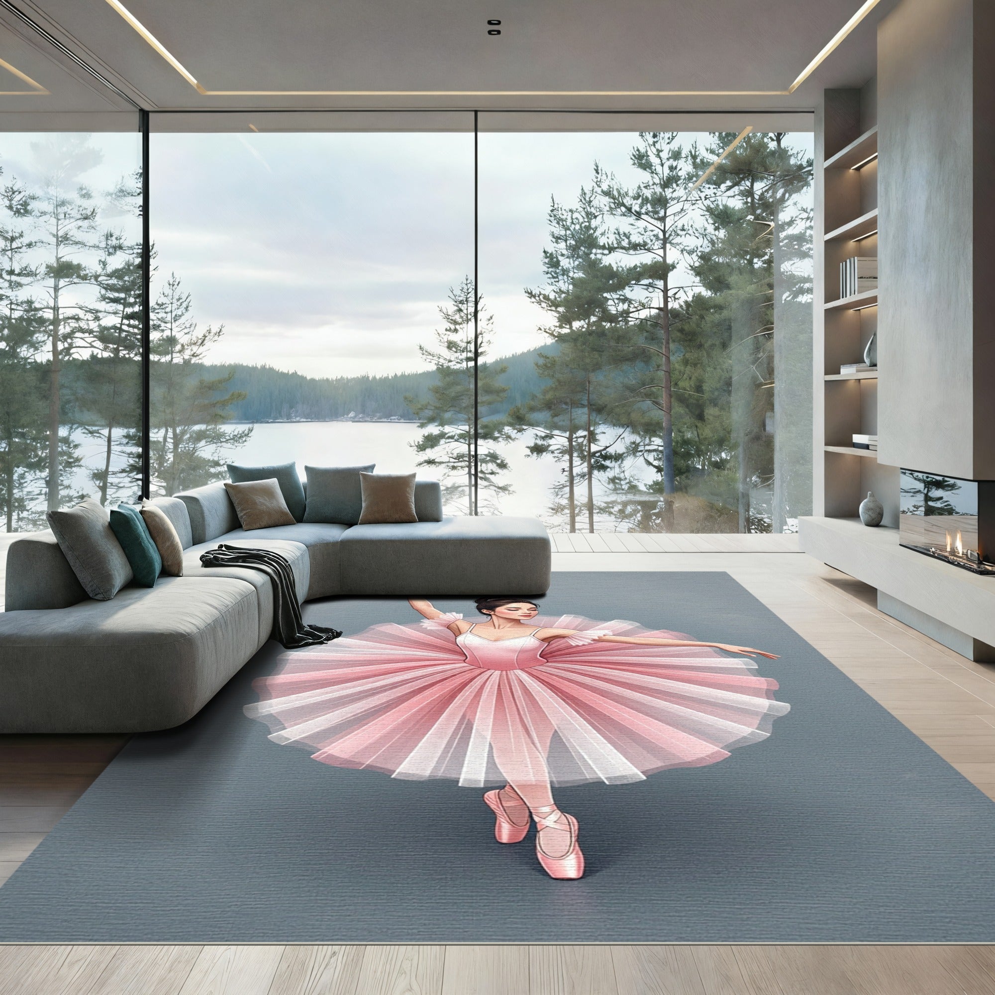 Ballet Dancer Pink Tulle Ballerina Graceful Pose Rug