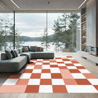 Modern Terracotta Tonal Pixel Block Rug