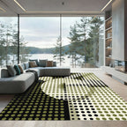 Modern Olive Green Polka Dot Abstract Rug