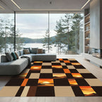 Abstract Sunset Landscape Checkerboard Tapestry Rug