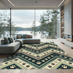 Earthy Chevron Paw Print Geometric Rug