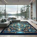 Illuminated Azure Garden Floral Medallion Rug