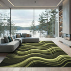 Olive Green Layered Stripe Rug