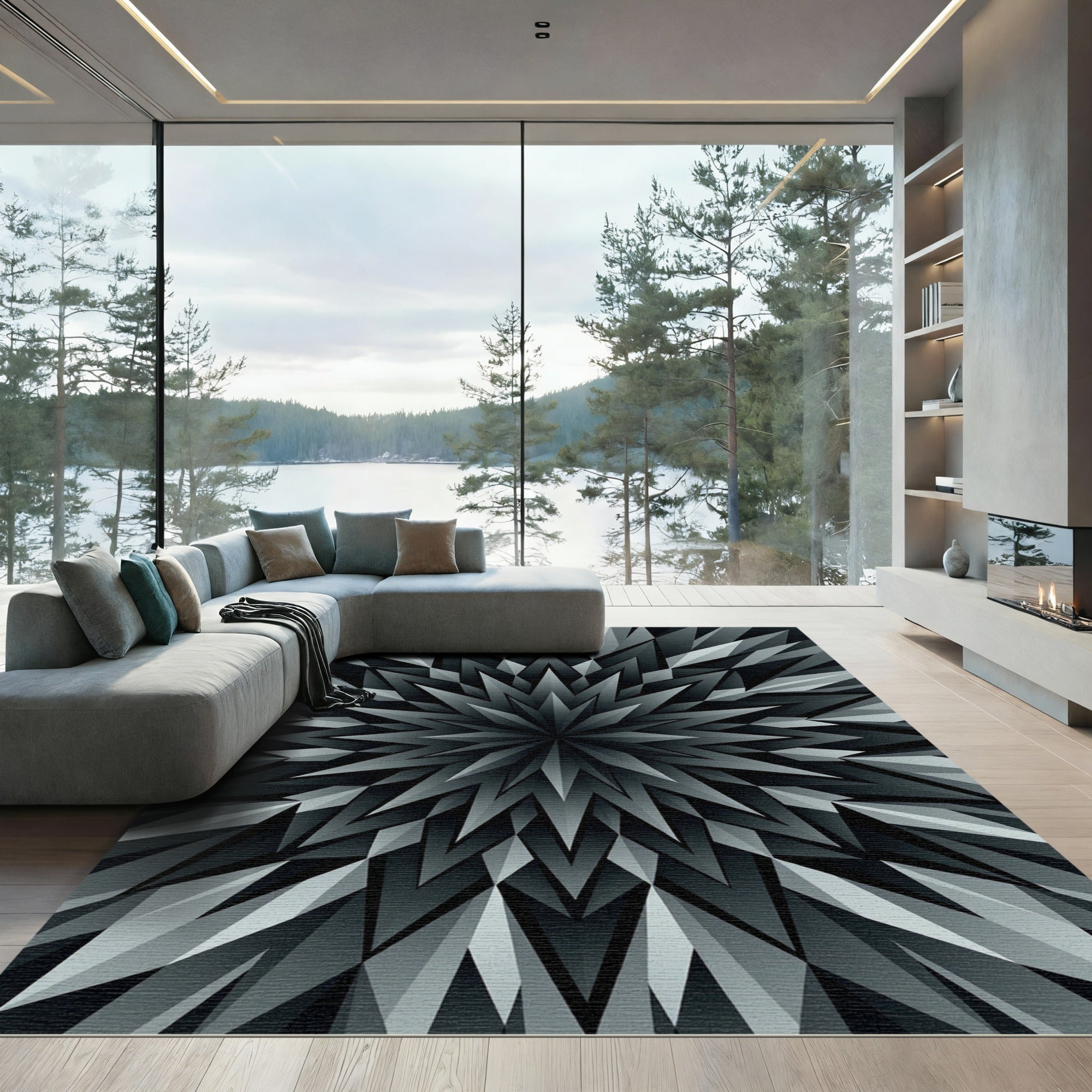 Monochromatic Geometric Starburst Rug