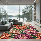 Soft Peony Floral Watercolor Bouquet Rug