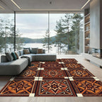 Warm Orange Starburst Geometric Arrangement Rug