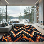 Crimson Black Mountain Chevron Waves Rug