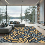 Interlocking Industrial Gold and Slate Chains Rug