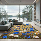 Field Of Blue Lavender And Poppies Rug