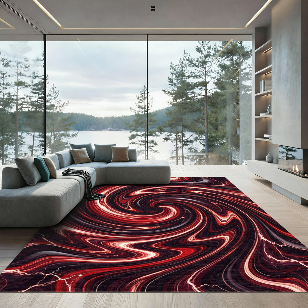 Crimson Swirl Liquid Motion Rug