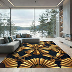 Gold Fan Geometric Art Deco Rug