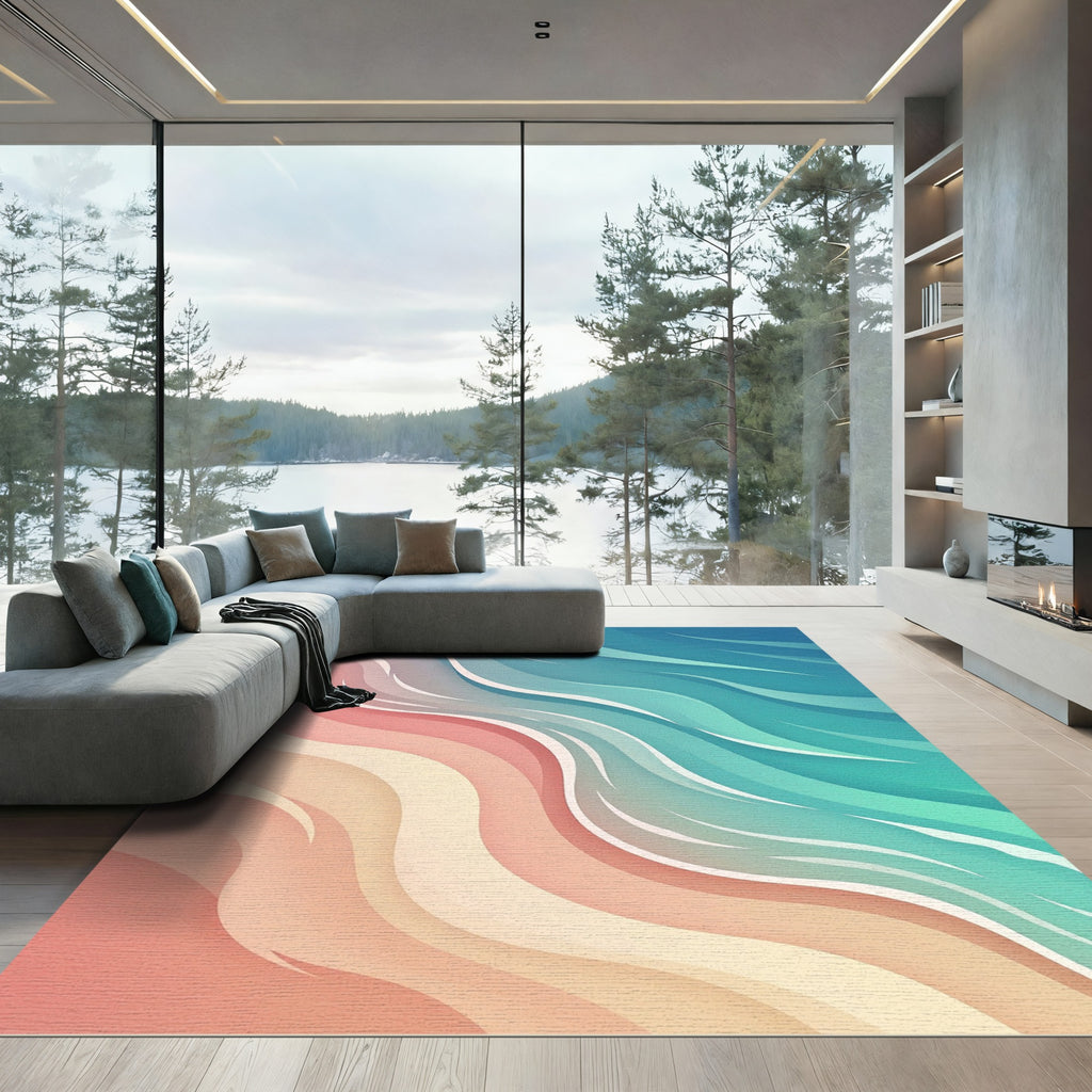 Soft Gradient Coastal Abstract Wave Rug
