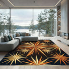 Golden Celestial Sunburst Geometric Area Rug