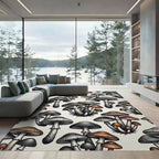 Whimsical Forest Mushroom Fungi Earth Tones Rug