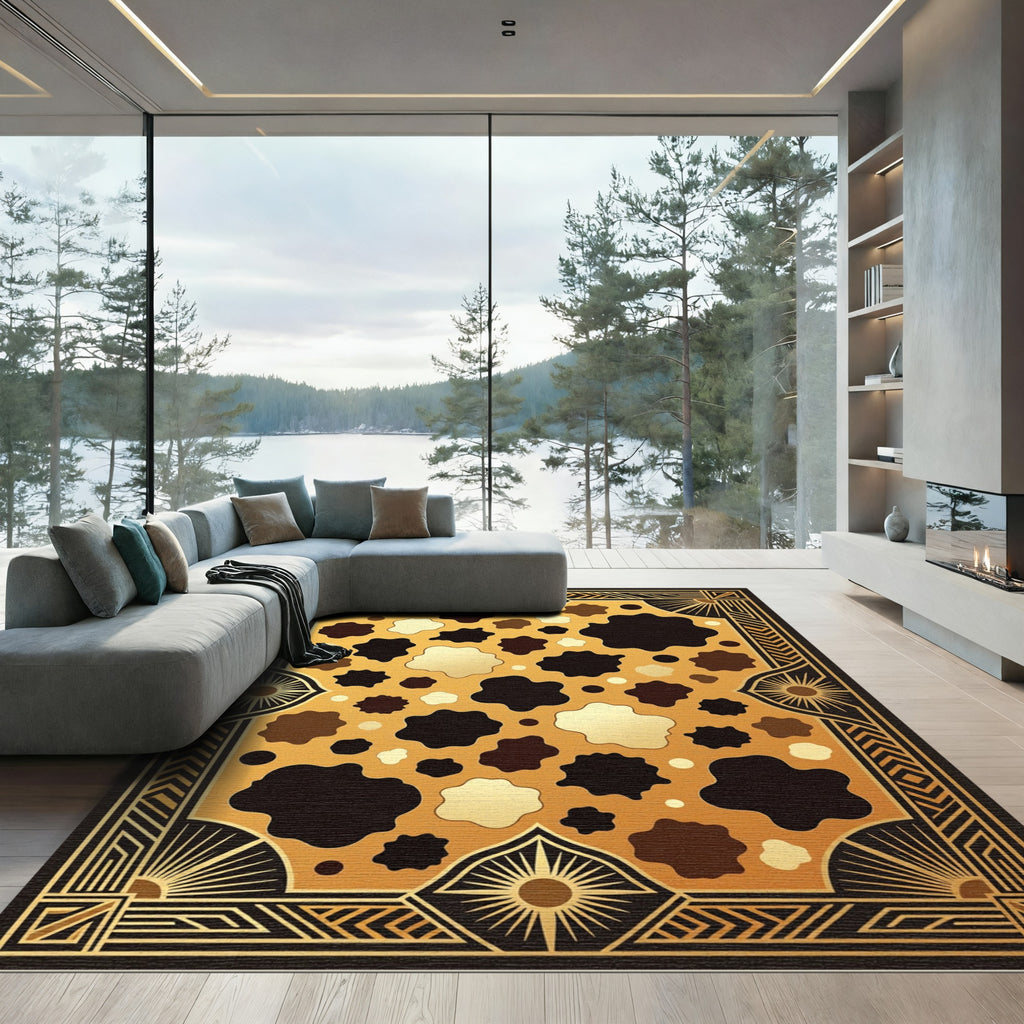 Art Deco Gold Animal Spot Rug