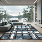 Winter Plaid Frosty Forest Grid Rug
