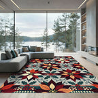 Rich Poinsettia Holly Nordic Stripe Rug