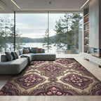 Ornate Plum Floral Medallion Rug