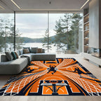 Dynamic Orange Black Basketball Hoop Court Rug