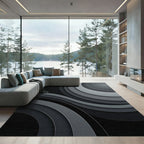 Monochromatic Swirls Layered Curves Rug