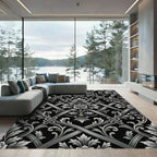 Ornate Gray Floral Lattice Rug