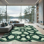 Modern Emerald Geometric Interlocking Hexagon Rug