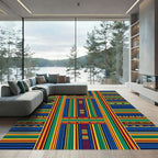Vibrant Multi-Color Geometric Striped Accent Rug