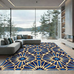 Geometric Starburst Navy and Gold Rug