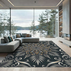 Elegant Sliver Gold Mandala Swirl Rug
