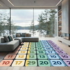 Multicolored Block Grid Geometric Square Art Rug