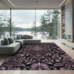 Elegant Mauve Damask Floral Medallion Rug