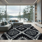 Monochromatic Ikat Sun Medallions Rug