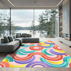 Retro Vibrant Multicolored Geometric Arches Rug