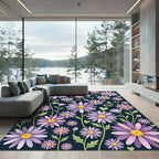 Purple Daisy Meadow Garden Rug