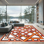 Geometric Terracotta Interlocking Linear Weave Rug