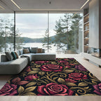 Crimson Rose Vine Flourish Rug