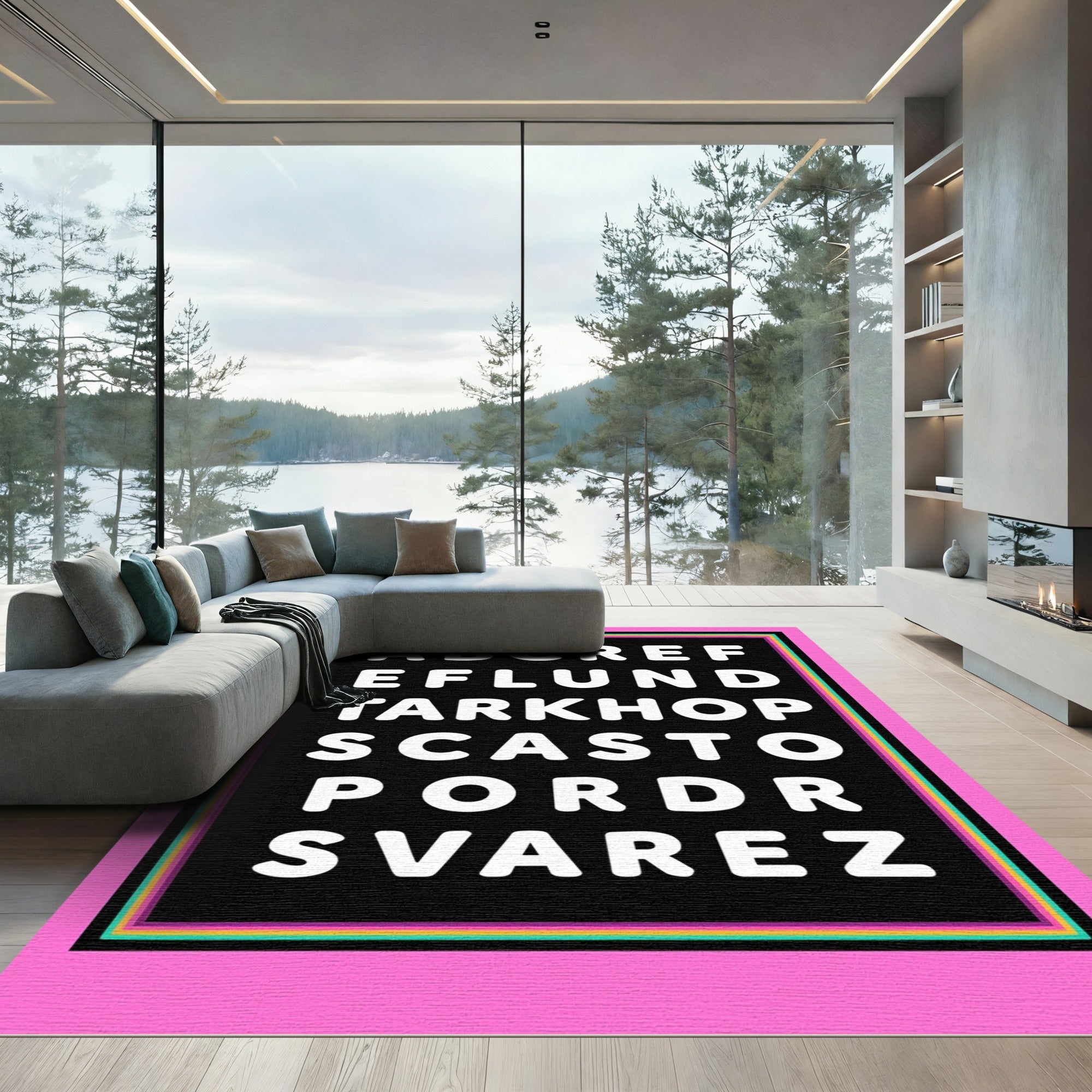 Retro Alphabet Word Puzzle Rug