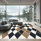 Modern Black Taupe Geometric Diamond Rug