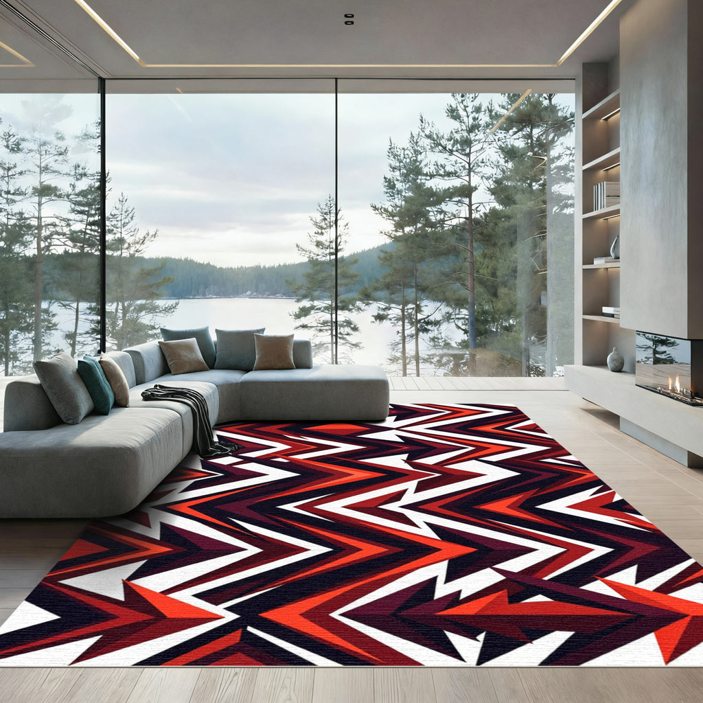 Crimson Sharp Arrow Geometric Rug