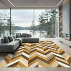 Modern Tonal Herringbone Wood Grain Rug
