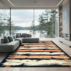 Rustic Orange Cream Wood Plank Rug