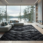 Dark Gray Wave Shell Pattern Rug